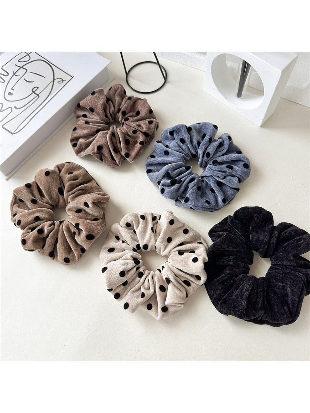 Gifty - Velvet Polka Dot Large Hair Scrunchie