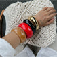 Lovra bracelet worn on wrist highlighting its round geometric pattern