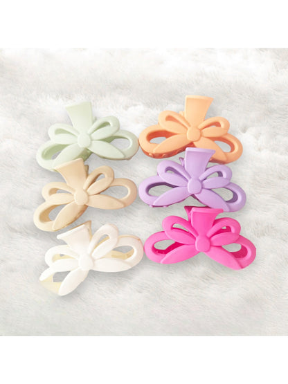 Beau - Matte Bow Design Plastic Alloy Claw Clip