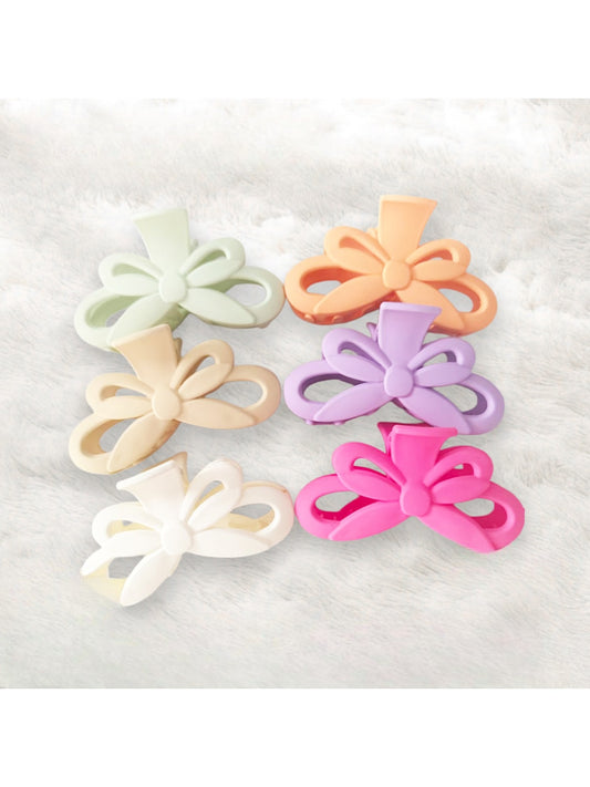 Beau - Matte Bow Design Plastic Alloy Claw Clip