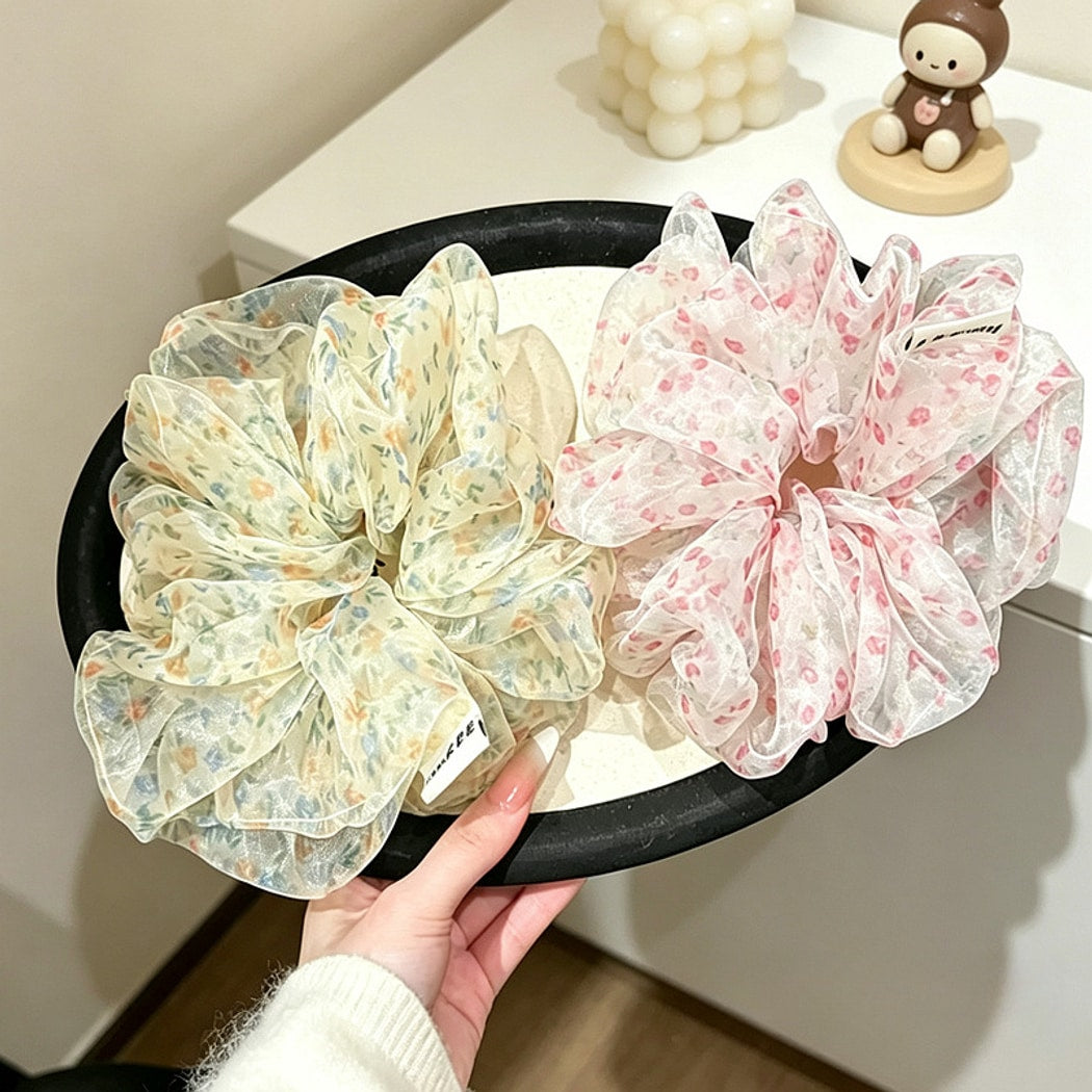Gifty - Floral Mesh High Elastic Polyester Scrunchie