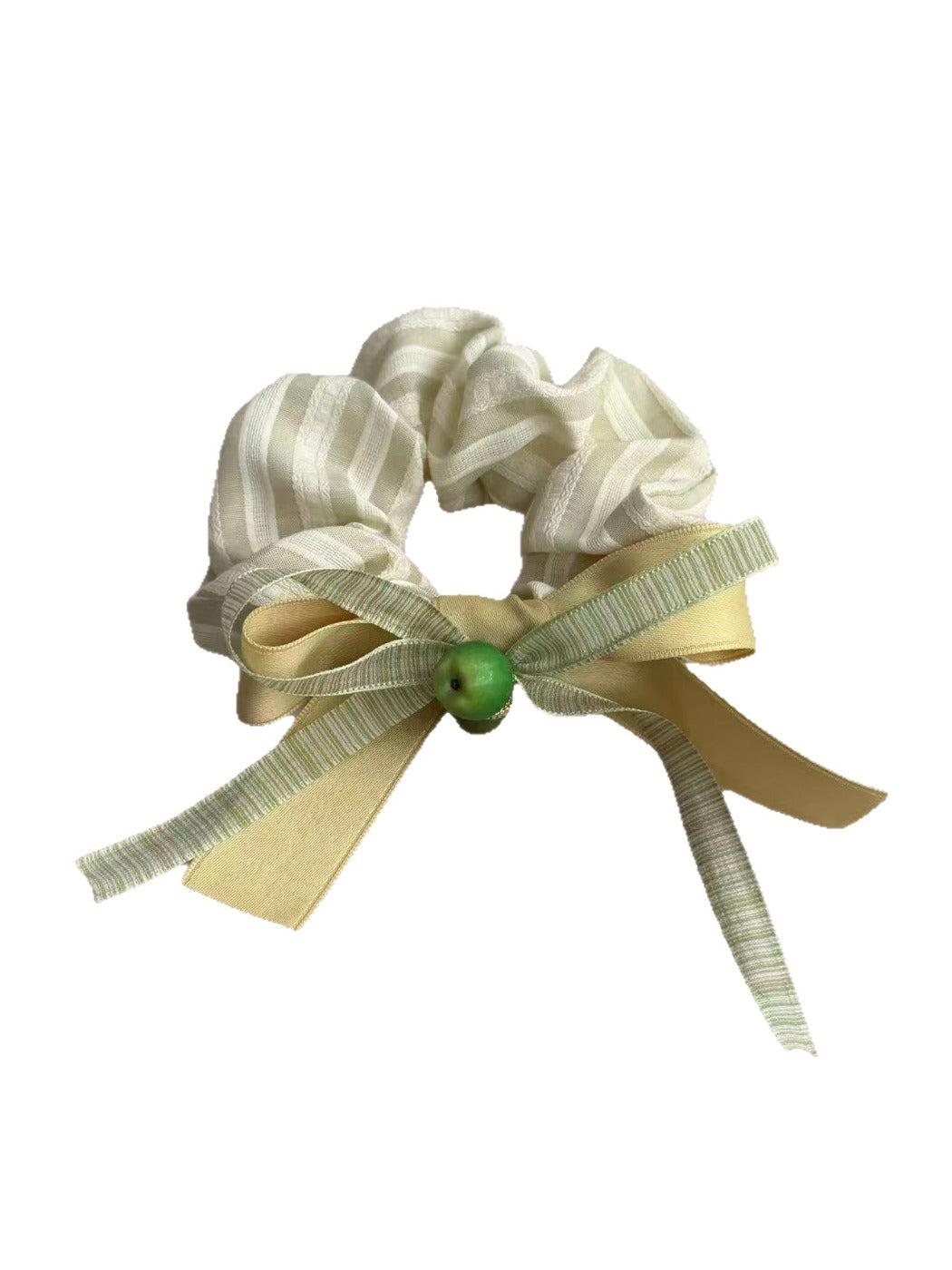 Gifty - Ribbon Bow Striped Scrunchie