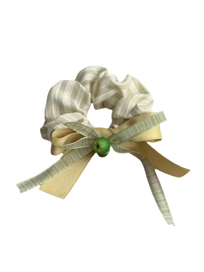 Gifty - Ribbon Bow Striped Scrunchie