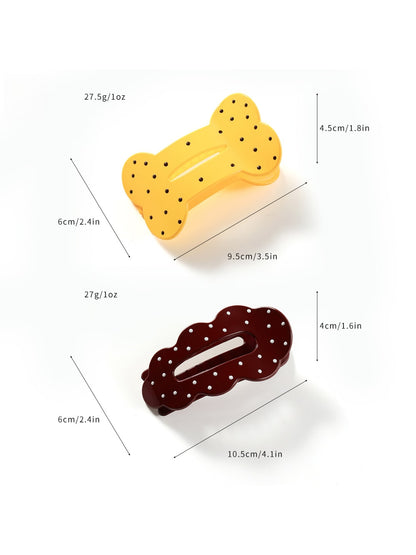 Beau - Polka Dot Cloud Shape PC Duckbill Hair Clip