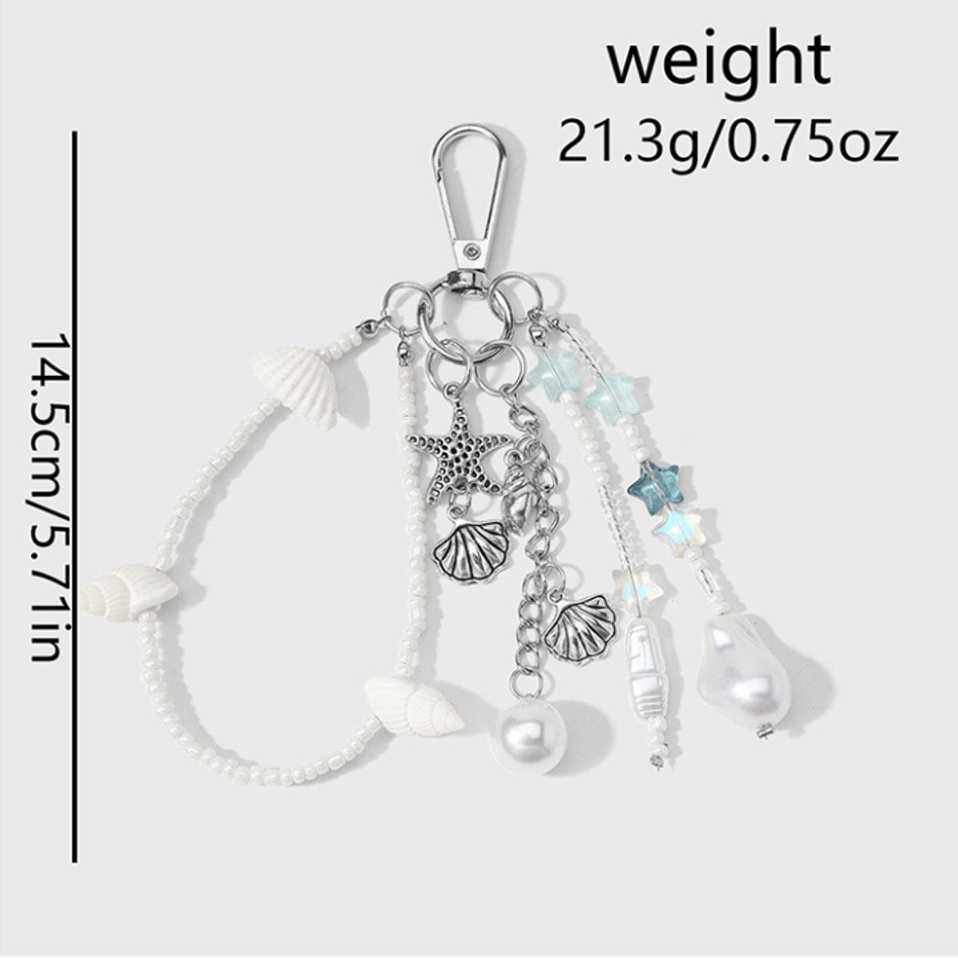 Keypus - Muted Ocean Motif Beaded Keychain