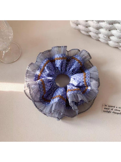 Gifty - Chic Blue Polka Dot Hair Scrunchie