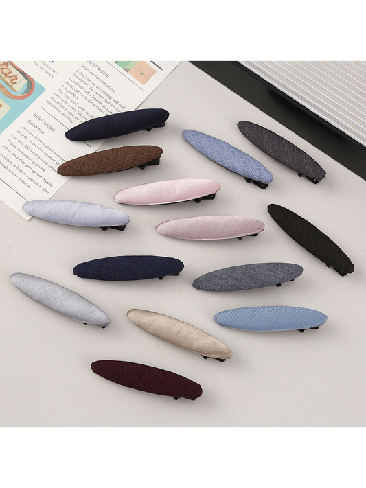 Beau - Solid Color Polyester Oval Hair Clip