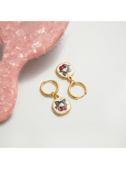 Earedge - Drop Earrings with Cherry Bow Motif