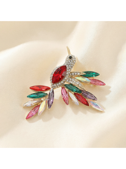Brovia - Creative Alloy Hummingbird Rhinestone Brooch