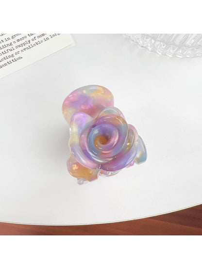 Beau Sweet Rose hair claw clip with detailed pink rose decoration and beige clip