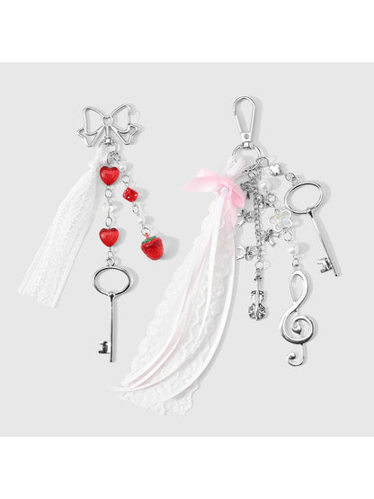 Keypus - Lace Bow Ribbon Charm Decorative Keychain