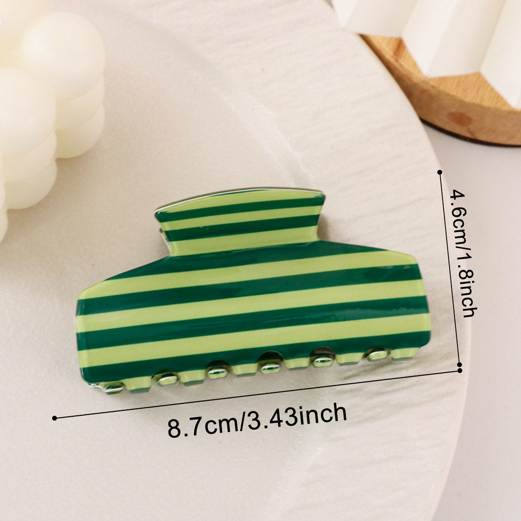 Beau - Striped Geometric Pattern Claw Clip