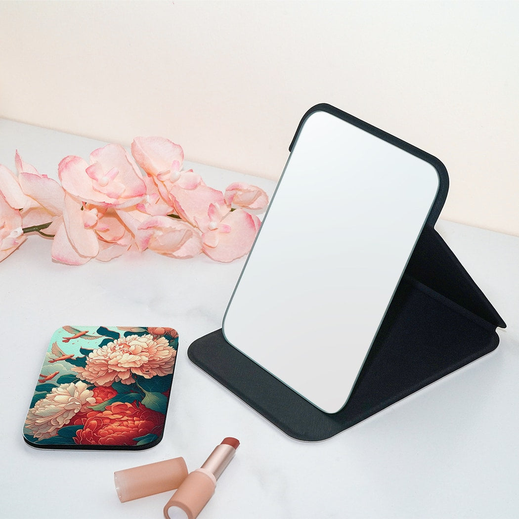 Mirroray - Double Sided Floral Printed Folding Makeup Mirror
