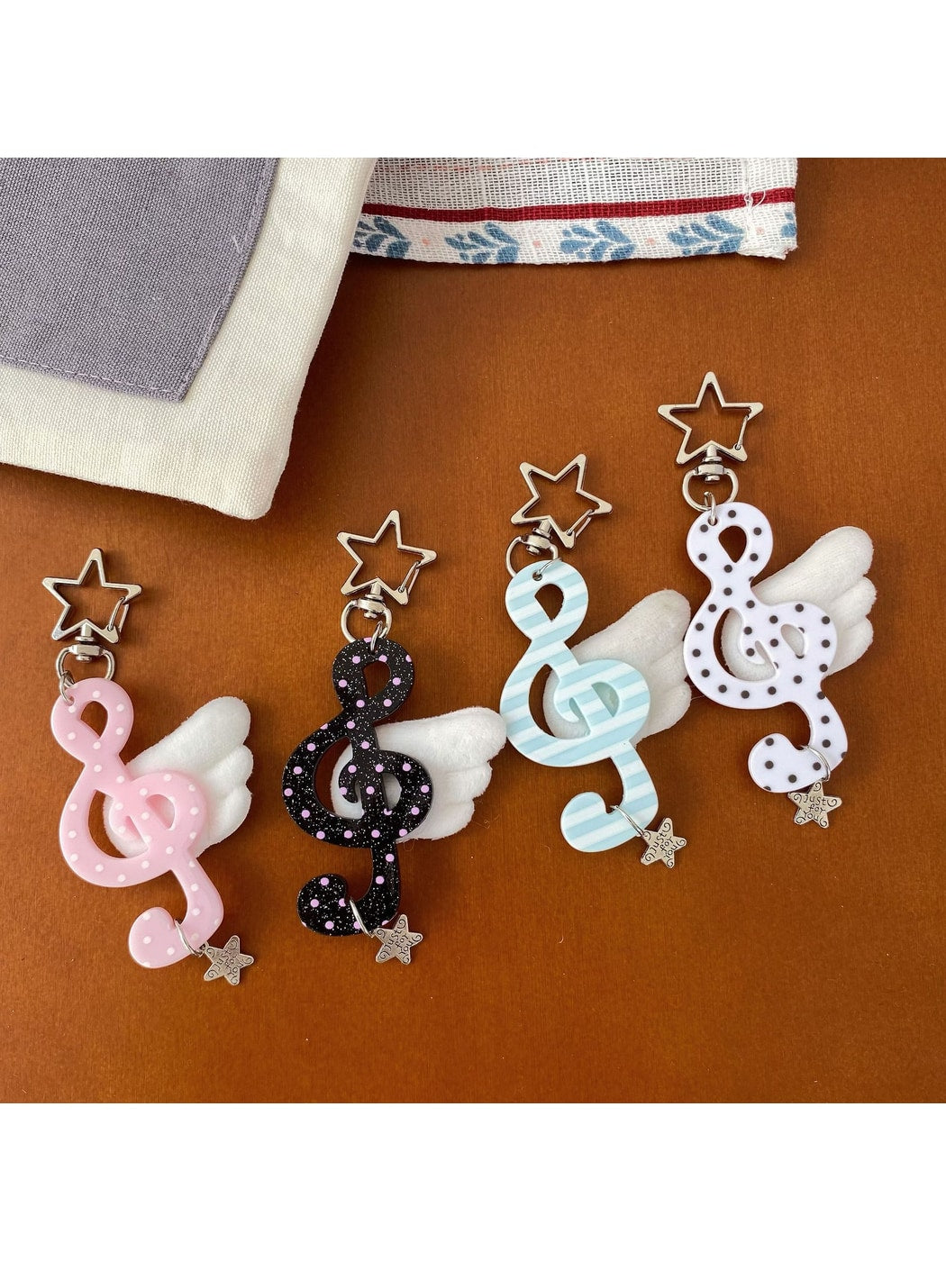 Keypus - Angel Wing Music Note Acrylic Bag Charm Keychain