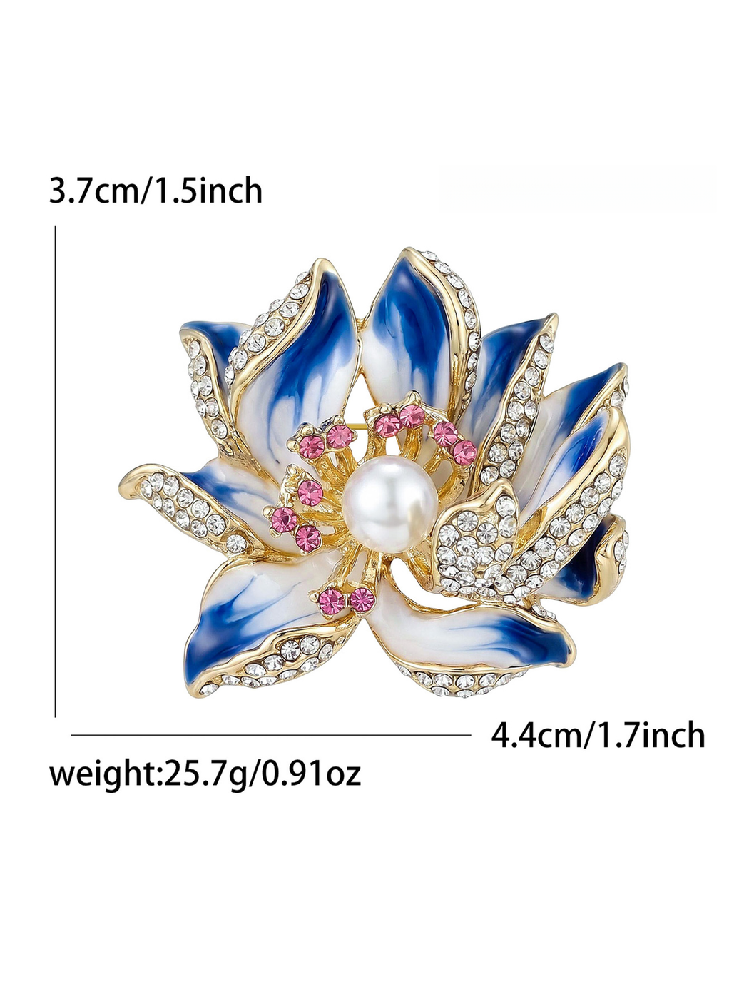 Brovia - Enamel Lotus Flower Alloy Brooch Pendant