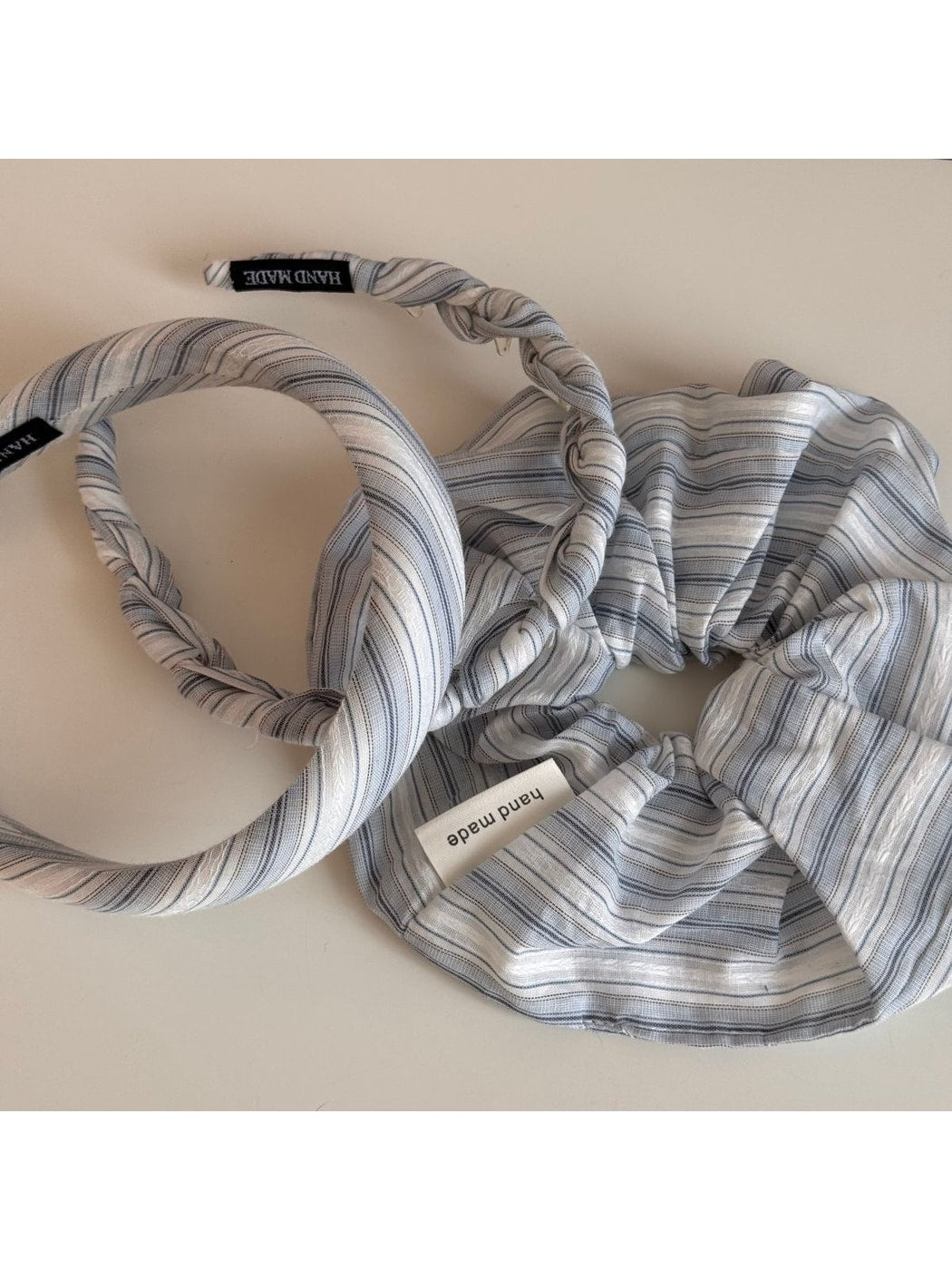 Gifty - Irregular Stripe Wrapped Headband and Scrunchie