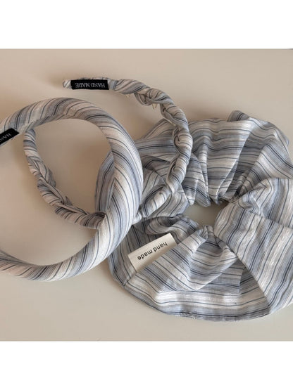 Gifty - Irregular Stripe Wrapped Headband and Scrunchie