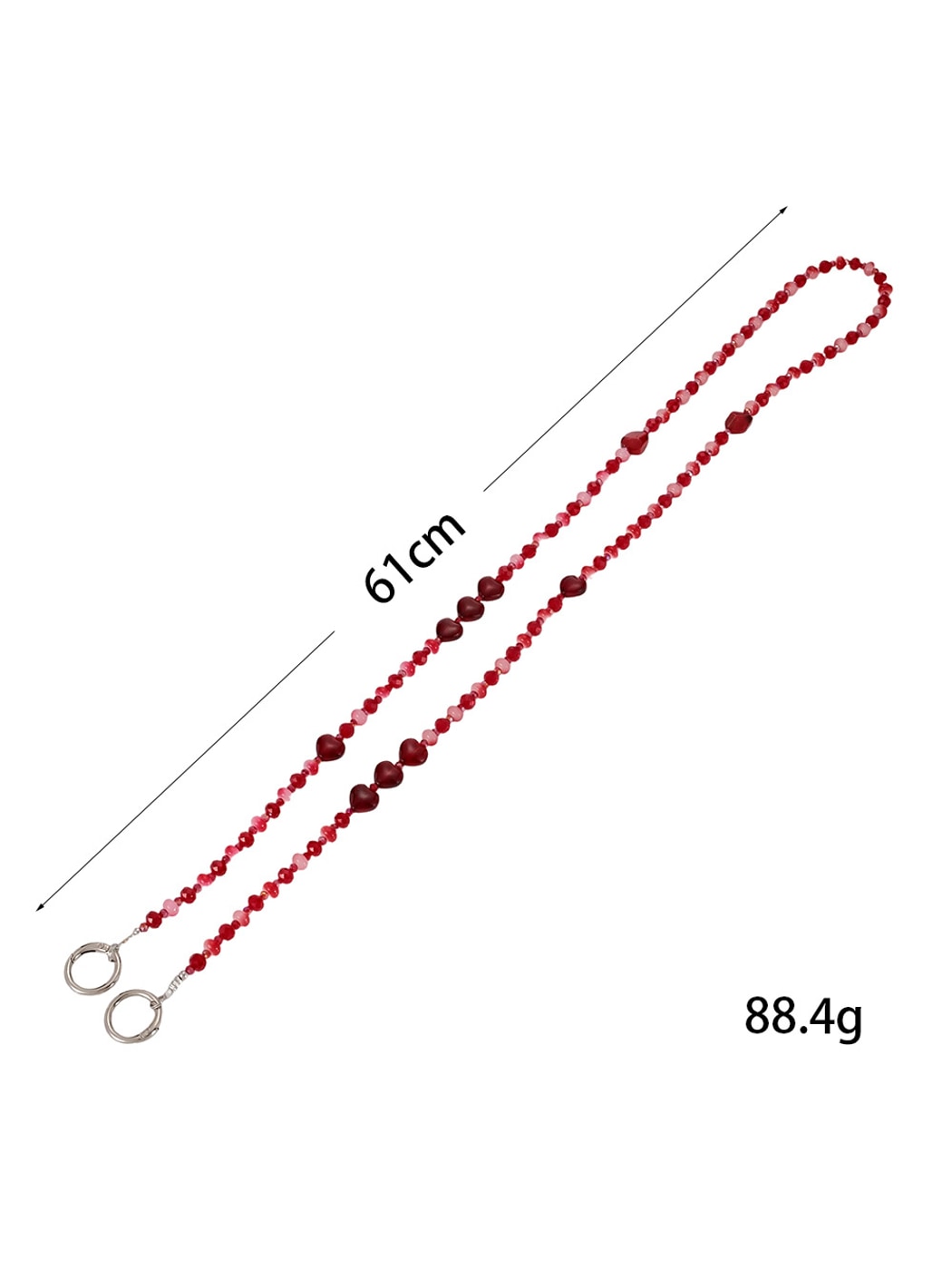 Keypus - Acrylic Heart Beaded Crossbody Phone Chain