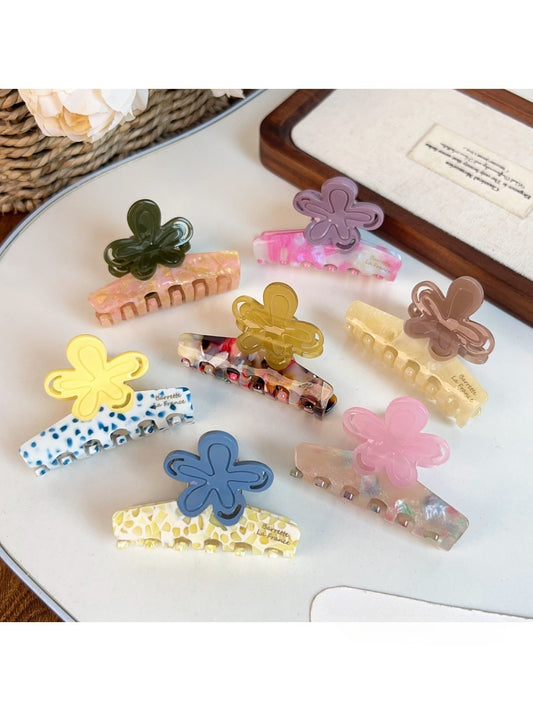 Beau - Floral Acetate Fiber Straight Claw Clip