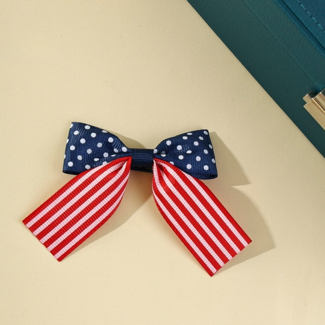 Beau - Polka Dot and Stripe Bow Hair Clip