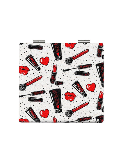 Mirroray - Cartoon Print PU Folding Makeup Mirror
