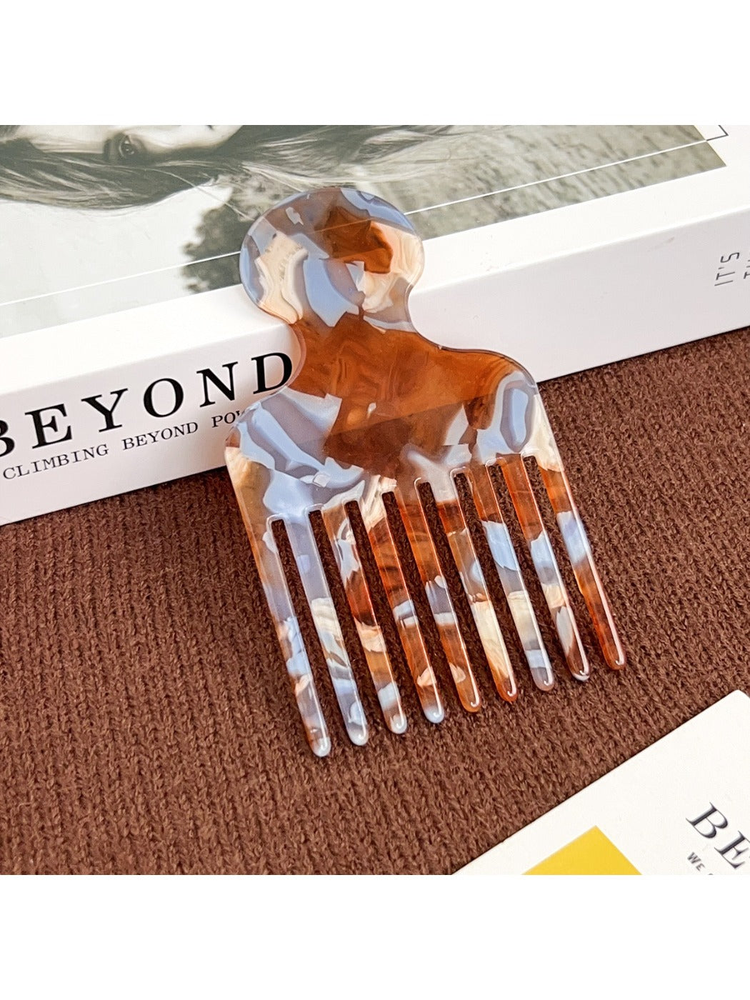Camerow - Fashionable Marble Pattern Acetate Hair Comb