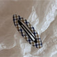 Beau - Plaid Fabric Covered Oval Alloy Hair Clip