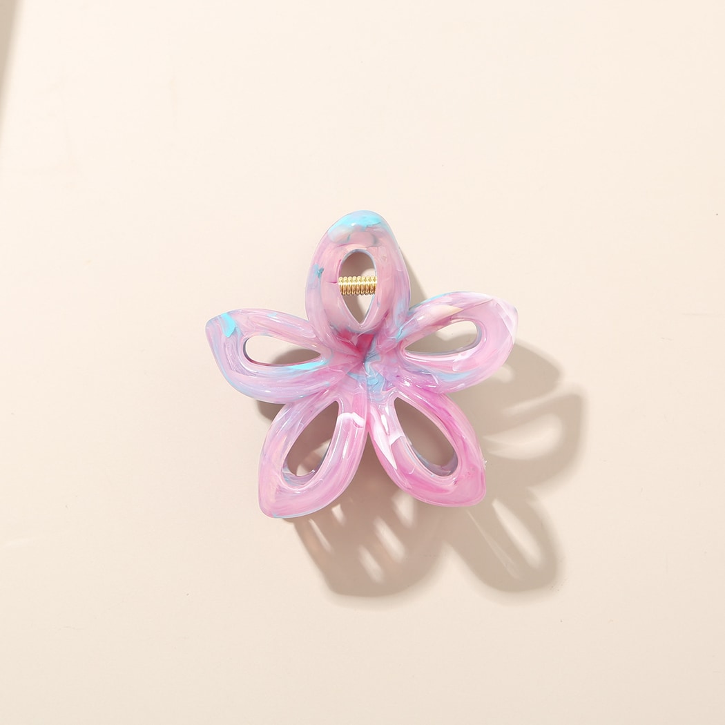 Beau - Marbled PS Alloy Flower Shape Women's Claw Clip