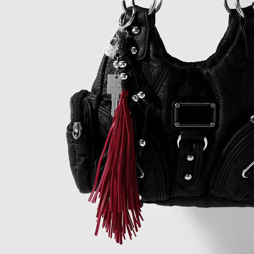 Keypus - Halloween Dark Tassel Skull Cross Keychain