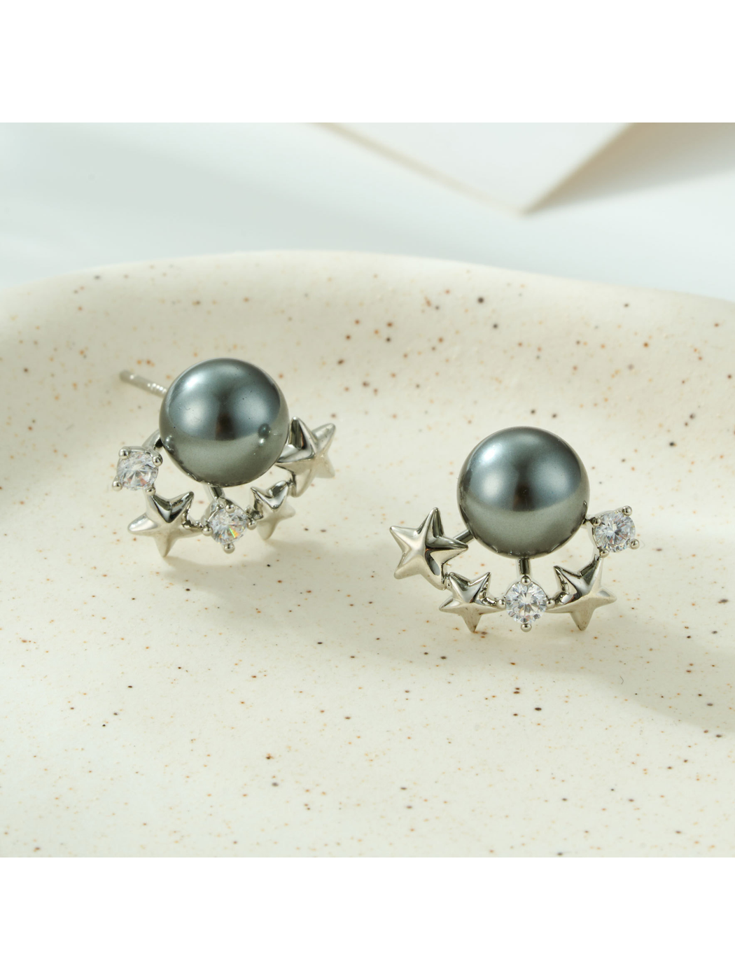 Earedge - Gray Starburst Style Alloy Stud Earrings