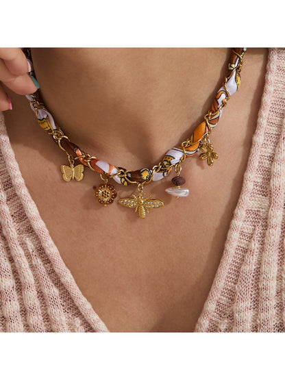 Earedge - Autumn Toned Bee Pendant Necklace