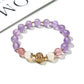 Side view of Lovra vintage purple beaded bracelet showing bead texture and color