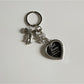 Keypus - Silver Tone Heart Bow Alloy Bag Charm Keychain