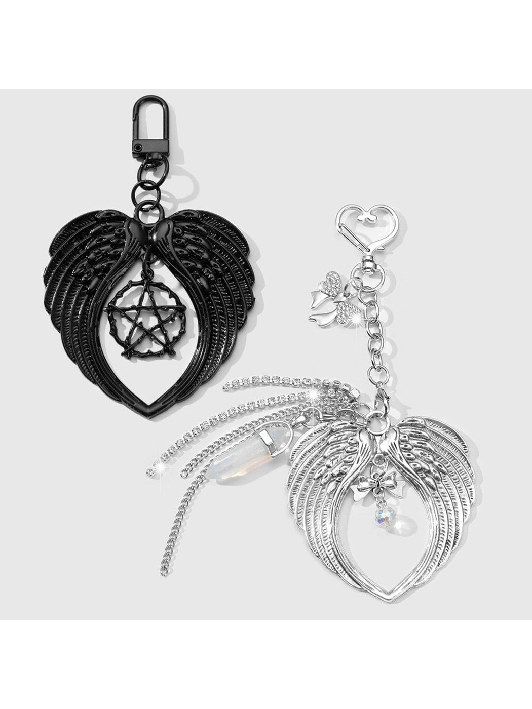 Keypus - Y2K Gothic Angel Wings Star Detail Keychain