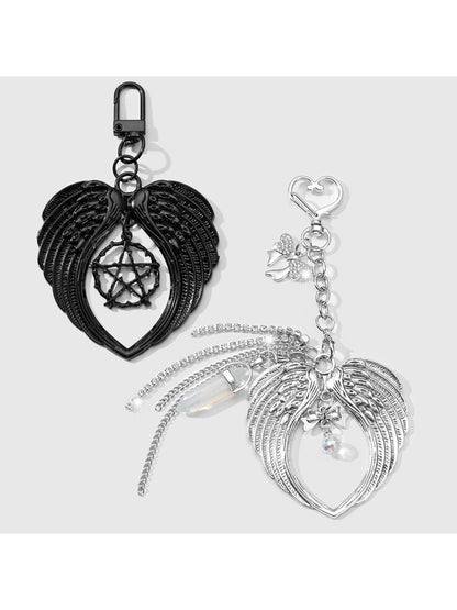 Keypus - Y2K Gothic Angel Wings Star Detail Keychain
