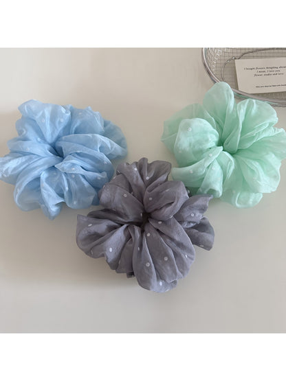 Gifty - Fluffy Polyester Mesh Polka Dot Scrunchie