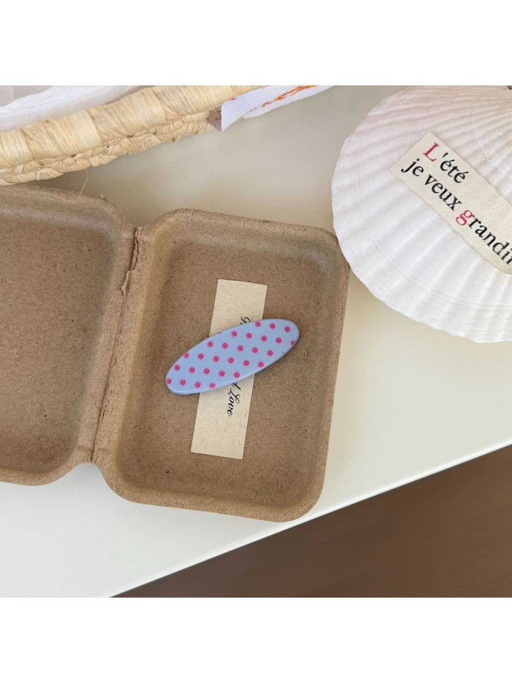 Beau - Oval Polka Dot Acetate Fiber Hair Clip