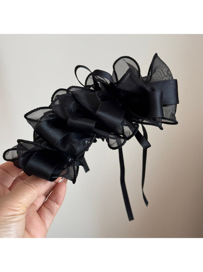 Beau - Sweet Ruffle Bow Fabric Banana Clip
