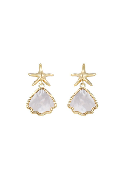 Earedge - Star Drop Fan Shape Stud Earrings