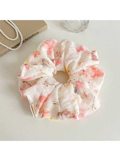 Gifty - Floral Polyester Fabric Ponytail Scrunchie
