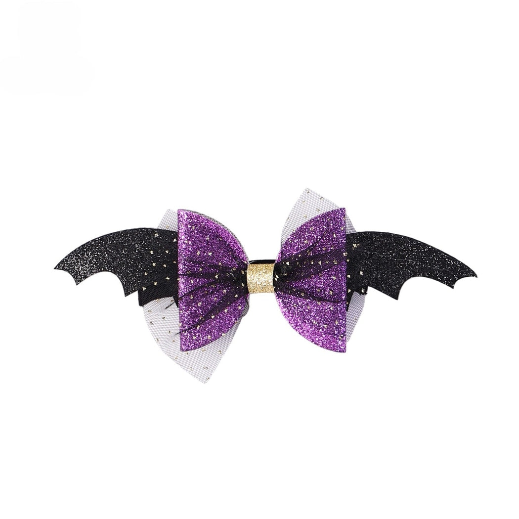 Beau - Halloween Bat Wing Glitter Bow Hair Clip