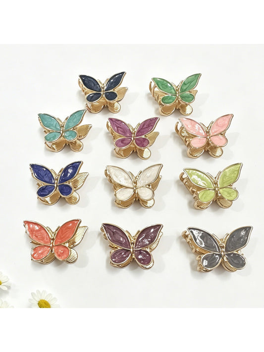 Beau comfortable butterfly shaped hair clip in pastel pink on white background