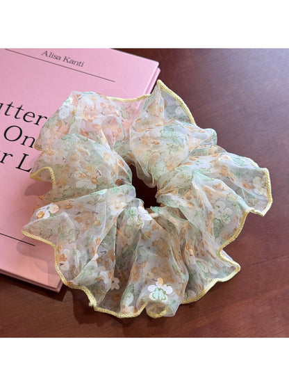 Gifty - Lace Mesh Scrunchie Oversized Floral Hair Tie