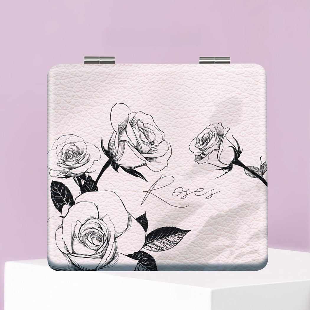 Mirroray - Butterfly Rose Print Folding Compact Mirror
