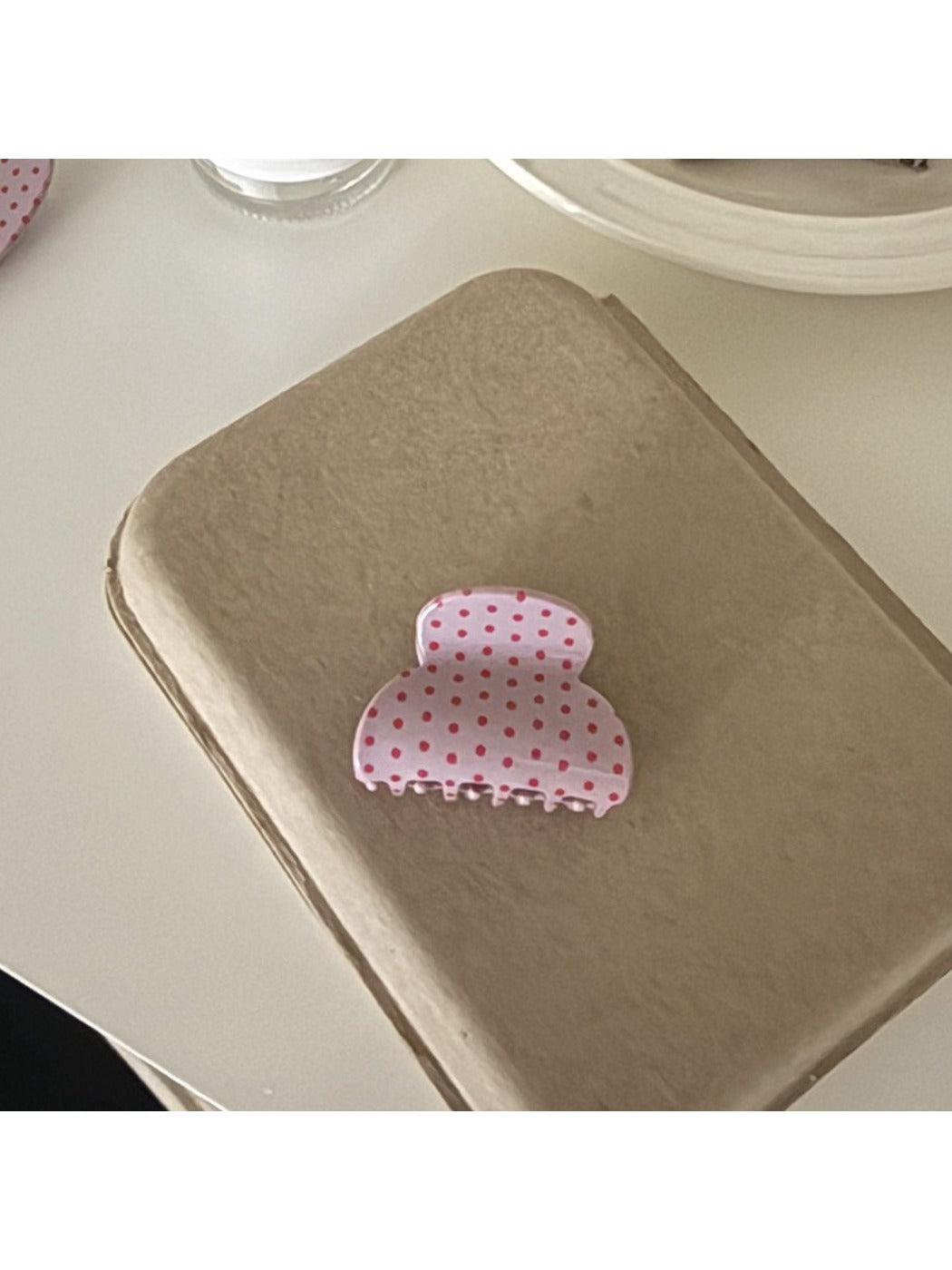 Beau - Pink Polka Dot Hair Claw Clip