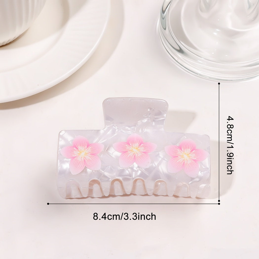Beau - Sweet Style Pink Flower Pattern Claw Clip