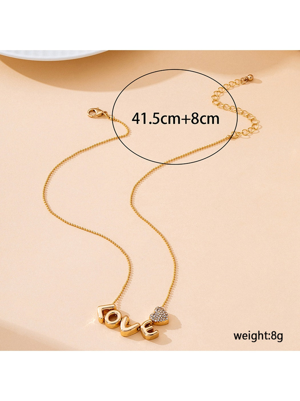 Nozari - Simple LOVE Letter Heart Pendant Necklace