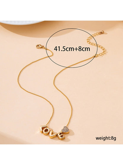 Nozari - Simple LOVE Letter Heart Pendant Necklace