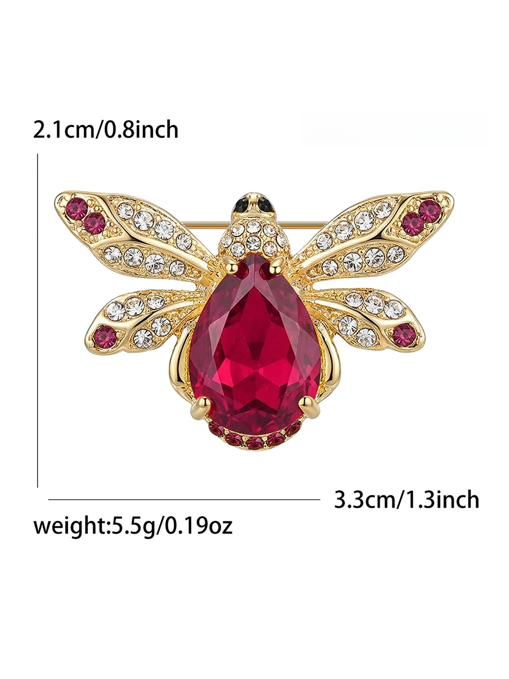 Brovia - Alloy Bee Accent Fashion Brooch Pin Accessory