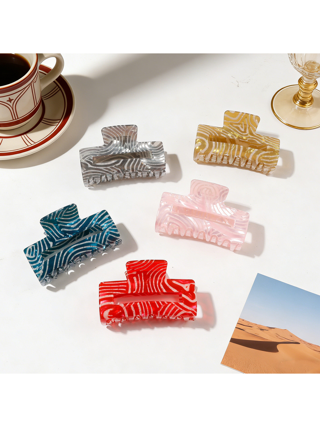 Beau - Rectangular Vintage Style Acrylic Claw Clip